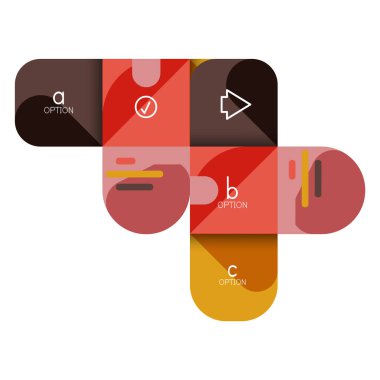 Infographics seçeneği ve adım adım içinde yuvarlak kareler, grafik, grafik, diyagram seçenekleri, parçalar, süreçleri ile unsuru