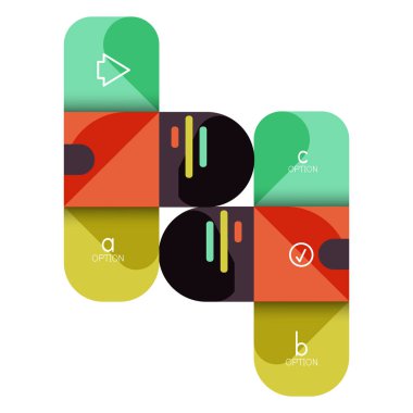 Infographics seçeneği ve adım adım içinde yuvarlak kareler, grafik, grafik, diyagram seçenekleri, parçalar, süreçleri ile unsuru