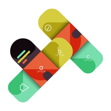 Infographics seçeneği ve adım adım içinde yuvarlak kareler, grafik, grafik, diyagram seçenekleri, parçalar, süreçleri ile unsuru