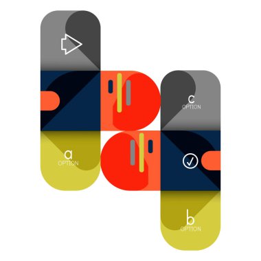 Infographics seçeneği ve adım adım içinde yuvarlak kareler, grafik, grafik, diyagram seçenekleri, parçalar, süreçleri ile unsuru