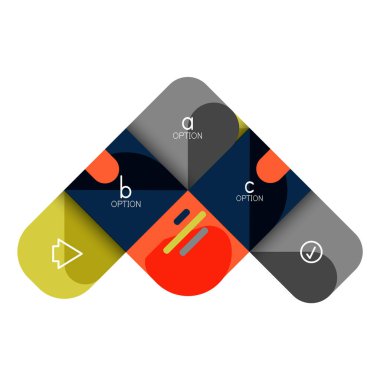 Infographics seçeneği ve adım adım içinde yuvarlak kareler, grafik, grafik, diyagram seçenekleri, parçalar, süreçleri ile unsuru