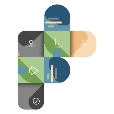 Infographics seçeneği ve adım adım içinde yuvarlak kareler, grafik, grafik, diyagram seçenekleri, parçalar, süreçleri ile unsuru