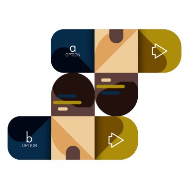 Infographics seçeneği ve adım adım içinde yuvarlak kareler, grafik, grafik, diyagram seçenekleri, parçalar, süreçleri ile unsuru