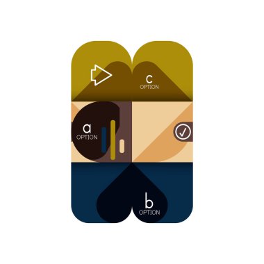 Infographics seçeneği ve adım adım içinde yuvarlak kareler, grafik, grafik, diyagram seçenekleri, parçalar, süreçleri ile unsuru