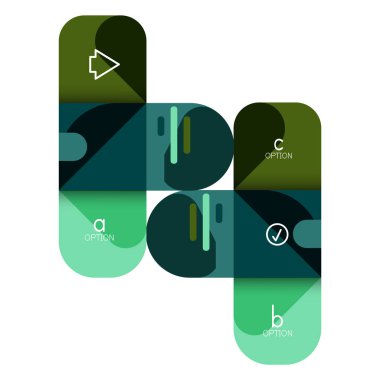 Infographics seçeneği ve adım adım içinde yuvarlak kareler, grafik, grafik, diyagram seçenekleri, parçalar, süreçleri ile unsuru