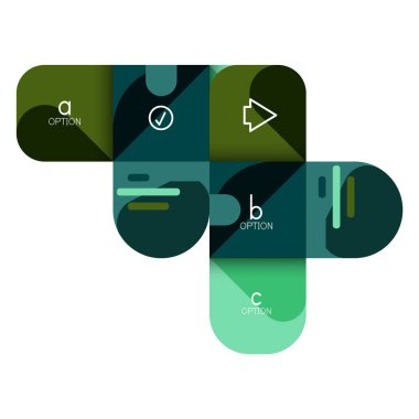 Infographics seçeneği ve adım adım içinde yuvarlak kareler, grafik, grafik, diyagram seçenekleri, parçalar, süreçleri ile unsuru