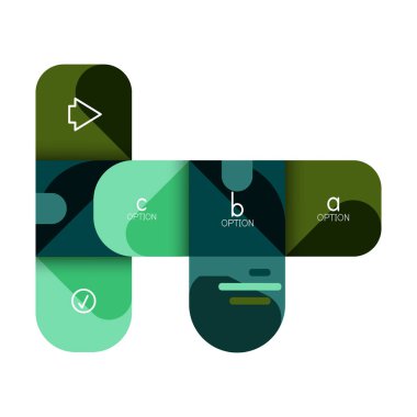 Infographics seçeneği ve adım adım içinde yuvarlak kareler, grafik, grafik, diyagram seçenekleri, parçalar, süreçleri ile unsuru