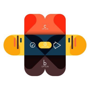 Infographics seçeneği ve adım adım içinde yuvarlak kareler, grafik, grafik, diyagram seçenekleri, parçalar, süreçleri ile unsuru