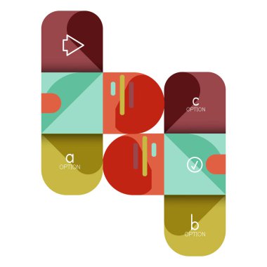 Infographics seçeneği ve adım adım içinde yuvarlak kareler, grafik, grafik, diyagram seçenekleri, parçalar, süreçleri ile unsuru