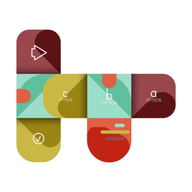 Infographics seçeneği ve adım adım içinde yuvarlak kareler, grafik, grafik, diyagram seçenekleri, parçalar, süreçleri ile unsuru