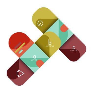 Infographics seçeneği ve adım adım içinde yuvarlak kareler, grafik, grafik, diyagram seçenekleri, parçalar, süreçleri ile unsuru