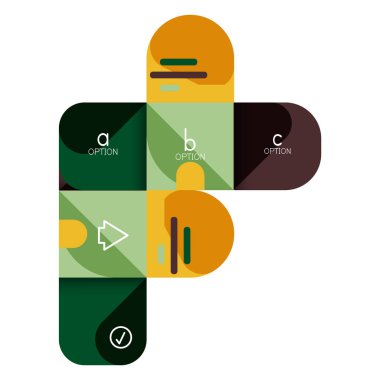 Infographics seçeneği ve adım adım içinde yuvarlak kareler, grafik, grafik, diyagram seçenekleri, parçalar, süreçleri ile unsuru