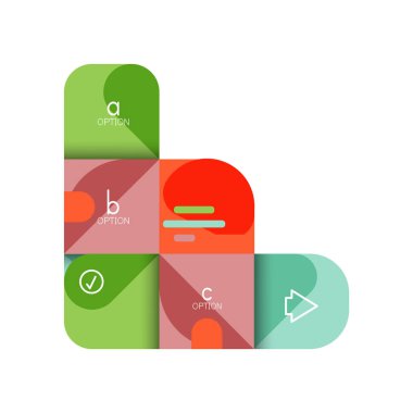 Infographics seçeneği ve adım adım içinde yuvarlak kareler, grafik, grafik, diyagram seçenekleri, parçalar, süreçleri ile unsuru