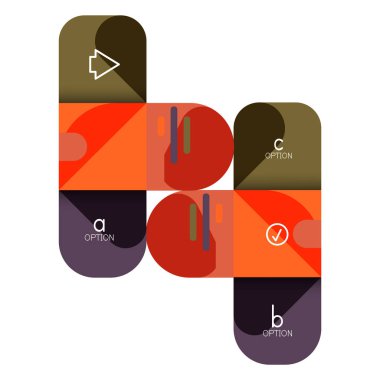 Infographics seçeneği ve adım adım içinde yuvarlak kareler, grafik, grafik, diyagram seçenekleri, parçalar, süreçleri ile unsuru