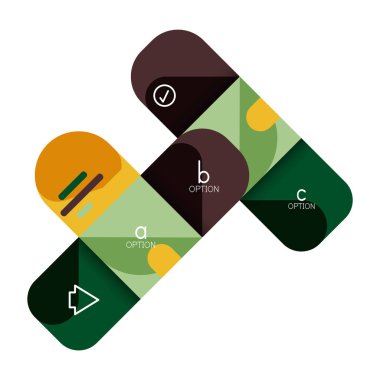 Infographics seçeneği ve adım adım içinde yuvarlak kareler, grafik, grafik, diyagram seçenekleri, parçalar, süreçleri ile unsuru