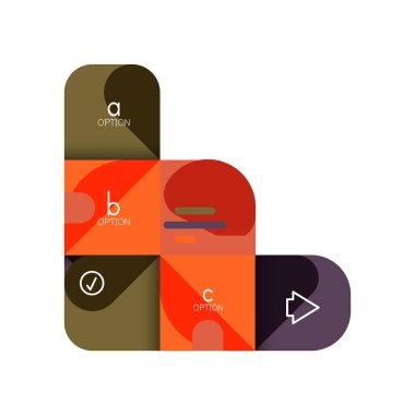 Infographics seçeneği ve adım adım içinde yuvarlak kareler, grafik, grafik, diyagram seçenekleri, parçalar, süreçleri ile unsuru