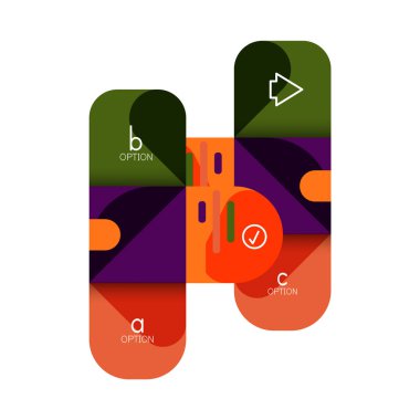 Infographics seçeneği ve adım adım içinde yuvarlak kareler, grafik, grafik, diyagram seçenekleri, parçalar, süreçleri ile unsuru