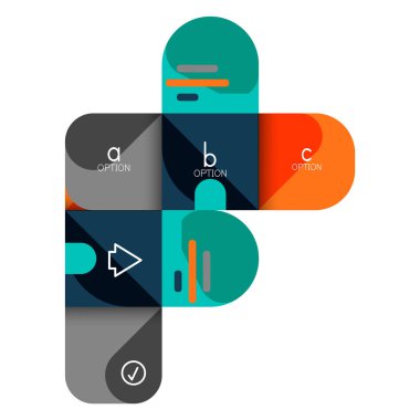 Infographics seçeneği ve adım adım içinde yuvarlak kareler, grafik, grafik, diyagram seçenekleri, parçalar, süreçleri ile unsuru