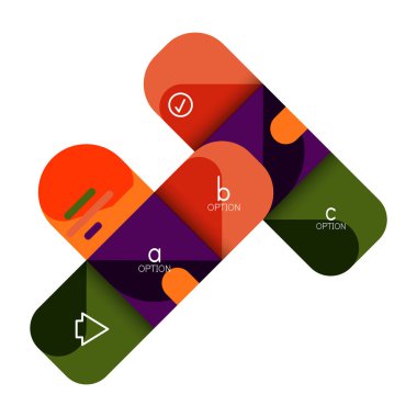 Infographics seçeneği ve adım adım içinde yuvarlak kareler, grafik, grafik, diyagram seçenekleri, parçalar, süreçleri ile unsuru