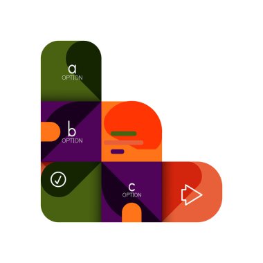 Infographics seçeneği ve adım adım içinde yuvarlak kareler, grafik, grafik, diyagram seçenekleri, parçalar, süreçleri ile unsuru