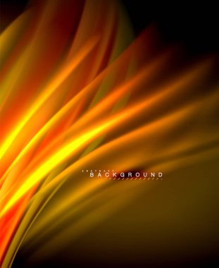 Neon parlayan dalga, sihirli enerji ve ışık arka plan. Vektör duvar kağıdı şablonu