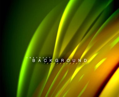 Neon parlayan dalga, sihirli enerji ve ışık arka plan. Vektör duvar kağıdı şablonu