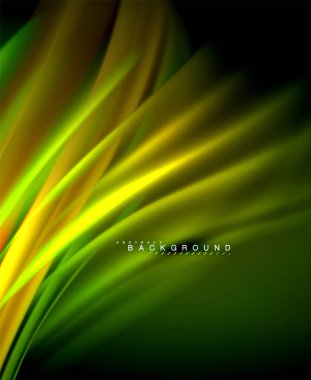 Neon parlayan dalga, sihirli enerji ve ışık arka plan. Vektör duvar kağıdı şablonu