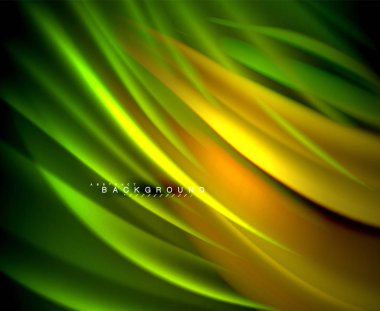 Neon parlayan dalga, sihirli enerji ve ışık arka plan. Vektör duvar kağıdı şablonu