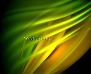 Neon parlayan dalga, sihirli enerji ve ışık arka plan. Vektör duvar kağıdı şablonu