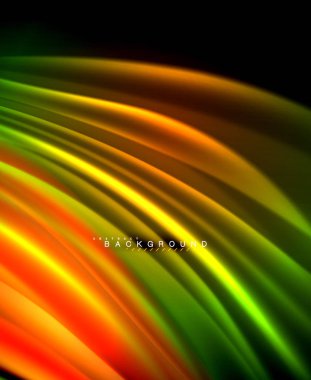 Neon parlayan dalga, sihirli enerji ve ışık arka plan. Vektör duvar kağıdı şablonu