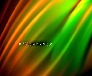 Neon parlayan dalga, sihirli enerji ve ışık arka plan. Vektör duvar kağıdı şablonu