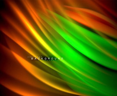 Neon parlayan dalga, sihirli enerji ve ışık arka plan. Vektör duvar kağıdı şablonu