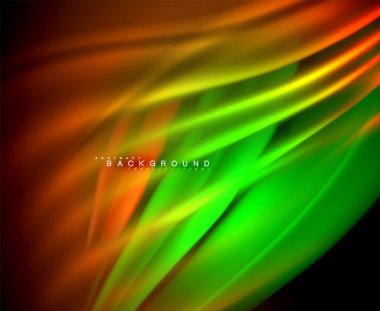 Neon parlayan dalga, sihirli enerji ve ışık arka plan. Vektör duvar kağıdı şablonu