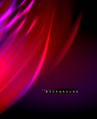 Neon parlayan dalga, sihirli enerji ve ışık arka plan. Vektör duvar kağıdı şablonu