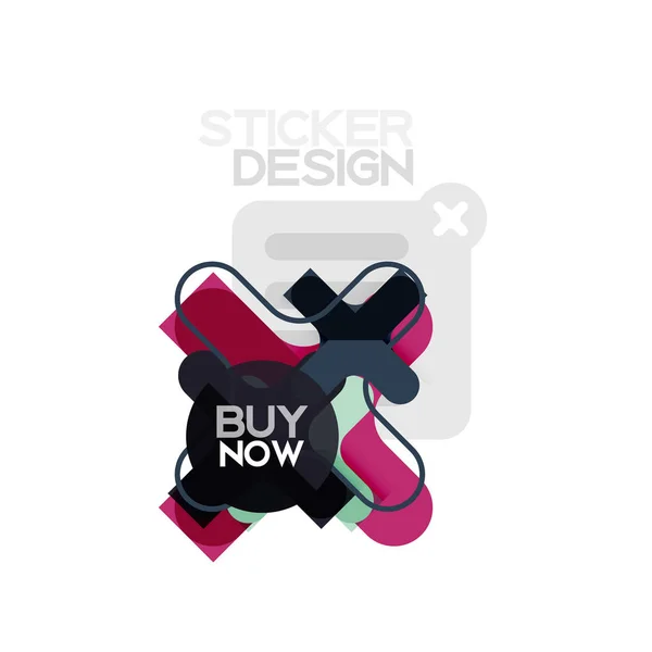 Flaches Design Kreuzform geometrischen Aufkleber-Symbol, Papier-Stil-Design mit jetzt kaufen Beispieltext, für Unternehmen oder Web-Präsentation, App-oder Schnittstellen-Tasten — Stockvektor