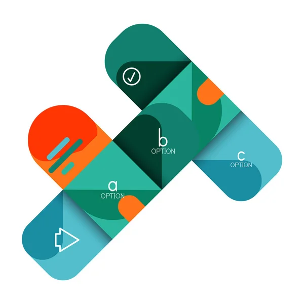 Infografik Option und Schritt für Schritt in abgerundeten Quadraten, Element von Diagramm, Diagramm, Diagramm mit Optionen, Teilen, Prozessen — Stockvektor