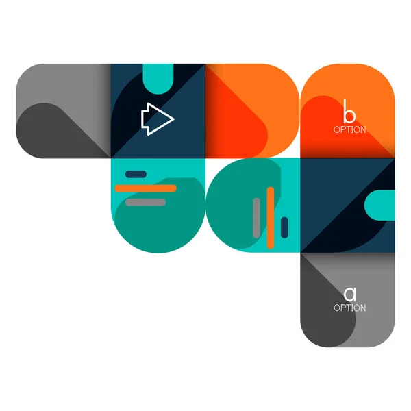 Infographics optie en stap voor stap in afgeronde rechthoeken, element van de grafiek, grafiek, diagram met opties, onderdelen, processen — Stockvector