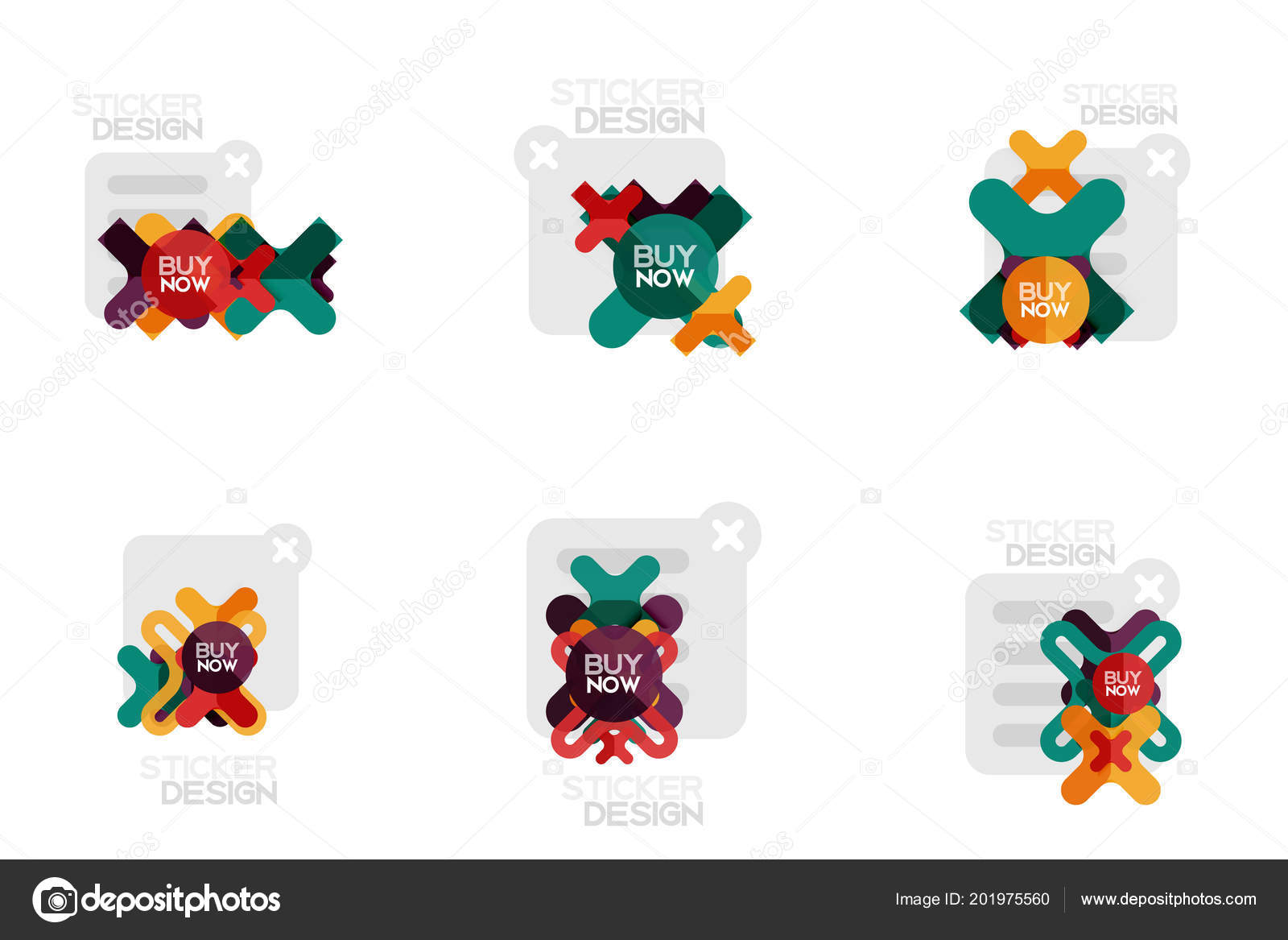 set of flat design geometric stickers and labels price tags offer