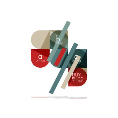 En az daire temiz soyut seçeneği adım Infographic tasarım öğesi, geometrik şekiller - Tur kareler, daireler ve satırları düzeni ile örnek metin