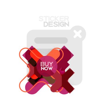 Düz tasarım çapraz şekil geometrik etiket simge, kağıt tarzı tasarım şimdi satın almak ile iş veya web sunumu, app veya arayüzü düğmeleri, internet web sitesi mağaza afiş ve etiketleri için örnek metin