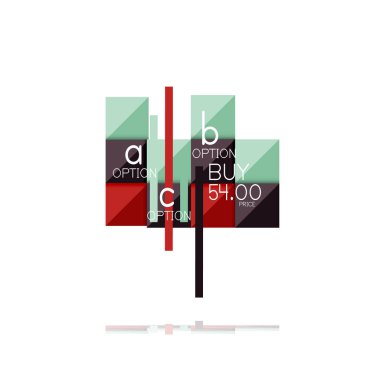 Kare seçeneğinin Infographic afiş. Bilgi ve veri görselleştirme, geometrik tasarım. Vektör çizim