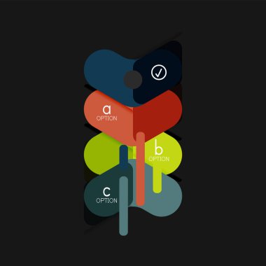 Düz tasarım geometrik infographics, ok şekli vektör etiket veya etiket, Fiyat etiketleri, promosyon rozet, simgesi tasarım, kağıt tarzı düzeni verileri grafik görselleştirme adım adım süreci için için teklif