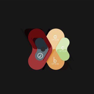 Düz tasarım geometrik infographics, ok şekli vektör etiket veya etiket, Fiyat etiketleri, promosyon rozet, simgesi tasarım, kağıt tarzı düzeni verileri grafik görselleştirme adım adım süreci için için teklif