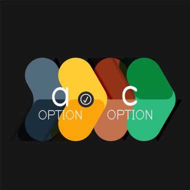 Düz tasarım geometrik infographics, ok şekli vektör etiket veya etiket, Fiyat etiketleri, promosyon rozet, simgesi tasarım, kağıt tarzı düzeni verileri grafik görselleştirme adım adım süreci için için teklif