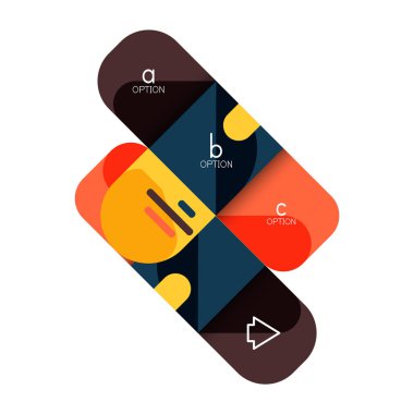 Infographics seçeneği ve adım adım içinde yuvarlak kareler, grafik, grafik, diyagram seçenekleri, parçalar, süreçleri ile unsuru