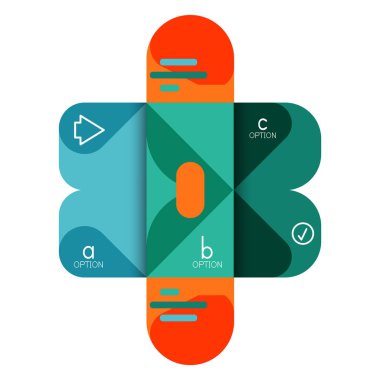 Infographics seçeneği ve adım adım içinde yuvarlak kareler, grafik, grafik, diyagram seçenekleri, parçalar, süreçleri ile unsuru