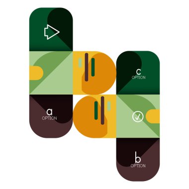 Infographics seçeneği ve adım adım içinde yuvarlak kareler, grafik, grafik, diyagram seçenekleri, parçalar, süreçleri ile unsuru