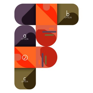 Infographics seçeneği ve adım adım içinde yuvarlak kareler, grafik, grafik, diyagram seçenekleri, parçalar, süreçleri ile unsuru