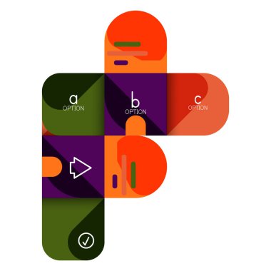 Infographics seçeneği ve adım adım içinde yuvarlak kareler, grafik, grafik, diyagram seçenekleri, parçalar, süreçleri ile unsuru