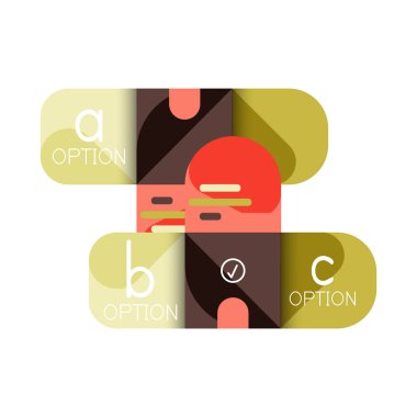 Infographics seçeneği ve adım adım içinde yuvarlak kareler, grafik, grafik, diyagram seçenekleri, parçalar, süreçleri ile unsuru